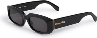 Palm Angels Sunglasses Oval Full Rim, Black Frame And Dark Grey Lens Peri104Noah1007