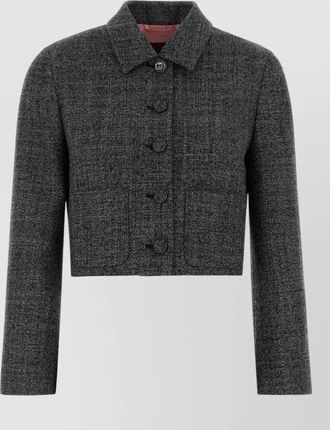 Gucci wool blazer cropped collar long sleeves pockets