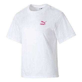 Puma (WMNS) PUMA Graphic Casual T-Shirt White Pink 682345-02
