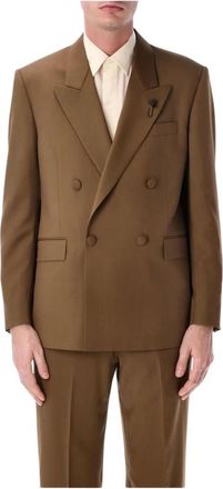 Lardini Dubbelrijige wollen blazer - Heren - Blazers - Bruin - XL - Wol - Jassen