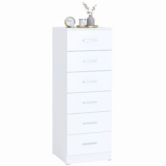 HOMCOM Homcom C&oacute;moda De 6 Cajones, Cajonera Para Dormitorio Alta Y Estrecha, Sinfonier Para Sal&oacute;n, Vestidor, Entrada, 40x40x110 Cm, Blanco