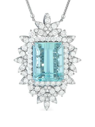 Luxury Bazaar platinum diamond aquamarine necklace - women - Diamond/Platinum - One Size - Silver