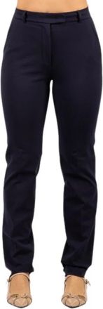 Max Mara Slim-fit Broek - Dames - Slim Fit Broeken - Blauw - XS - Leer - Broeken