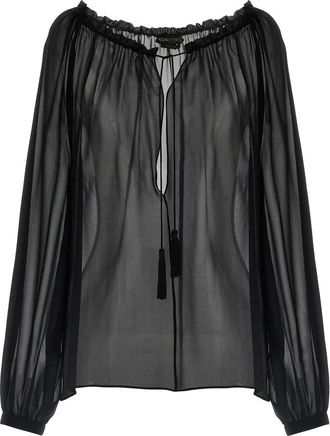 Tom Ford Dames, Blouses & Shirts, Zwart, Maat: 3XS Zijde