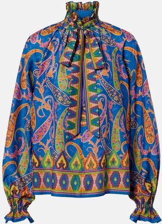 Etro Printed cotton and silk twill blouse