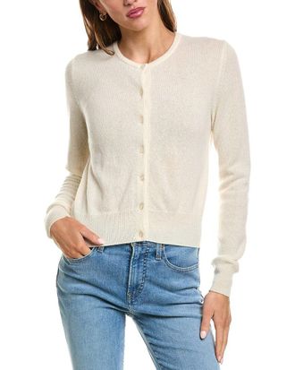 Fort&eacute; Cashmere Basic Cropped Button 100% Cashmere Cardigan