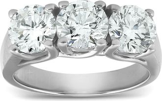 Pompeii3 2 1/2ct Three Stone Large Diamond Engagement Ring 14K White Gold Size Selectable