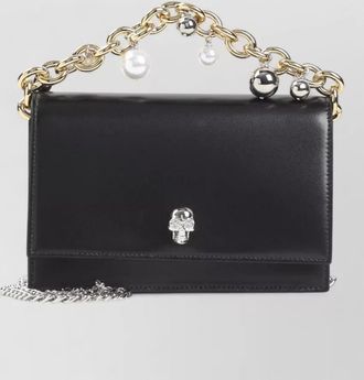 Alexander McQueen skull leather clutch chain handle