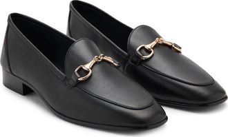 Mango Buckle Leather Loafer in Black at Nordstrom, Size 8.5Us