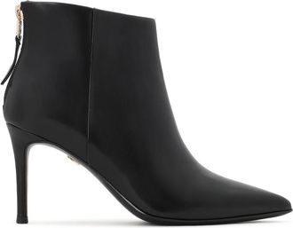 Kazar Zwarte leren stiletto laarzen met rits aan de achterkant - Dames - Laarzen met Hak - Zwart - 36 EU - Leer - Schoenen
