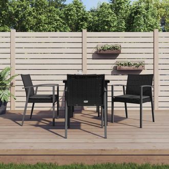 vidaXL Vidaxl - Juego Comedor Jard&iacute;n 5 Piezas Y Cojines Rat&aacute;n Sint&eacute;tico Y Acero