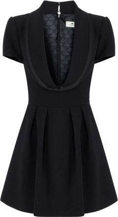 Elisabetta Franchi Mini Jurk in Lichtgewicht Cr&ecirc;pe en Satijn Stoffen - Dames - Korte kleedjes - Zwart - M - Satijn - Kleedjes