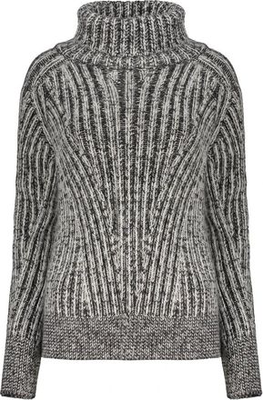 Moorer Geribbelde coltrui sweater - Dames - Coltruien - Grijs - XS - Polyester - Truien & Vesten