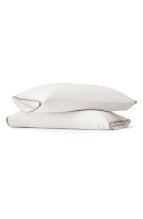Boll & Branch Signature Trielle Set of 2 Pillowcases in White/Pewter/Oak at Nordstrom, Size Standard