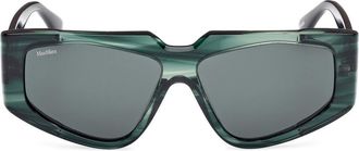 Max Mara 58mm Geometric Sunglasses in Striped Deep Emerald /Emerald at Nordstrom