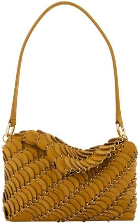 Paco Rabanne Scalloped Leather Shoulder Bag Brown