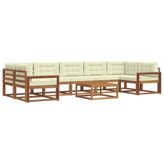 vidaXL Conjunto De Sof&aacute;s De Exterior Con Coj&iacute;n 8 Pcs Natural Y Crema Vidaxl