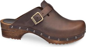 Sanita Womens Sanita Kristel Clogs -9 Antique Brown Wood Studded Shoes ZAP1117