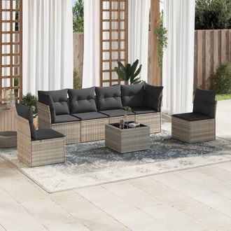 vidaXL Vidaxl - Set Divani Da Giardino 7pz Con Cuscini Grigio Chiaro Polyrattan