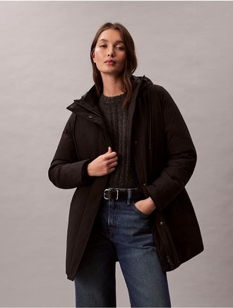Calvin Klein Womens Mid-Length Parka Jacket - Black - XS
