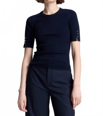 A.L.C. Josie Knit Merino Top In Navy