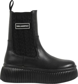 Karl Lagerfeld Kreeper Lo Kable Knit Boot - Dames - Chelseaboots - Zwart - 41 EU - Leer - Schoenen