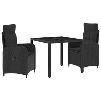vidaXL Juego De Comedor Para Exteriores 3 Pcs Negro 90 X 90 X 75 Cm Vidaxl