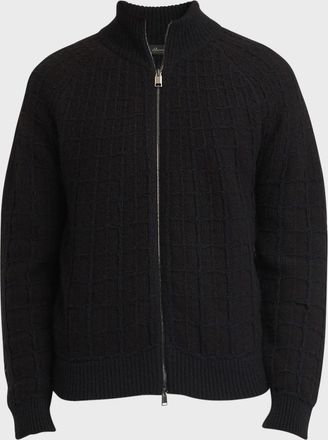Brioni Men & apos;s Cashmere Jacquard Full-Zip Sweater