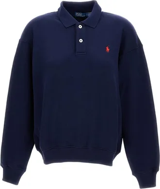 Polo Ralph Lauren Blue Embroidered Polo Neck Sweater