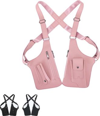 Generic Premium Leather Adjustable Underarm Shoulder Bag for Men & Women, Armor Hidden Shoulder Bags, Anti-Theft (Pink)