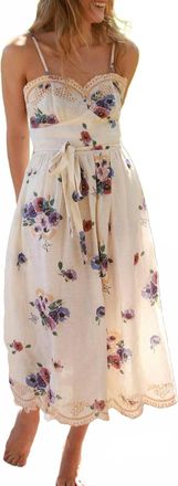Miguelina Betina Linen Bouquet Dress In Vanilla