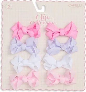 Capelli Baby 8-Pack Assorted Bows in Pink Combo at Nordstrom
