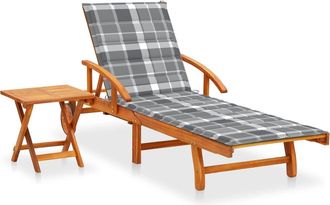 vidaXL Tumbona De Jard&iacute;n Con Mesa Y Coj&iacute;n Madera Maciza De Acacia Vidaxl