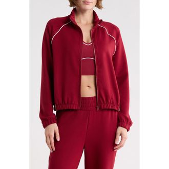 90 Degree by Reflex SoftLite Moonlight Zip Bomber Jacket in Cherry Royale-White at Nordstrom Rack, Size X-Small