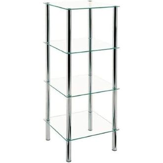 M&S Collection Haku M&ouml;bel Scaffale cromo, Metallo, vetro di sicurezza - Dim. l 39 cm x a 107 cm x p 39 cm, Stile Moderno