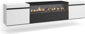 Skraut Home Skraut Home - Mueble Tv, Televisi&oacute;n, Muebles De Sal&oacute;n, Almacenaje, 200x45x35cm, Para Tv Hasta 80, Chimenea El&eacute;ctrica, Colgado, Suspendido, Estilo Mode