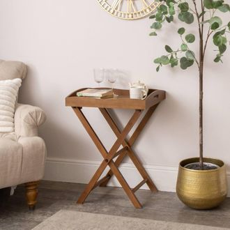 Melody Maison Rectangular Wood Butlers Tray Style Side Table - Ashwell Range in Brown
