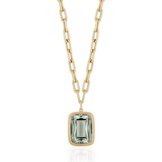 Goshwara Manhattan Cushion Pendant Necklace in Translucent Green at Nordstrom, Size 18