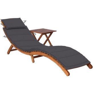 vidaXL Vidaxl - Tumbona De Jard&iacute;n Con Mesa Y Coj&iacute;n Madera Maciza De Acacia
