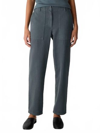 Eileen Fisher Utility Cotton Tapered Pant In Eucalyptus