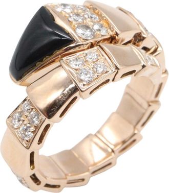 Bulgari Gold Black Clear Pink Gold (18K) Band Ring (Pre-Owned)