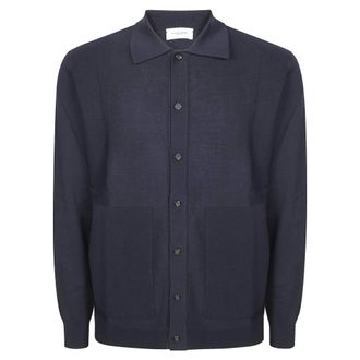 Paolo Pecora Cardigans, male, Blue, Size: 2XL Giubbotto in Maglia Double