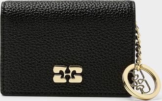 Ganni Womens Black signature bi-fold card holder