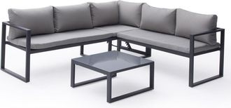 Happy Garden Conjunto muebles de jard&iacute;n aluminio 4 plazas tejido gris antracita