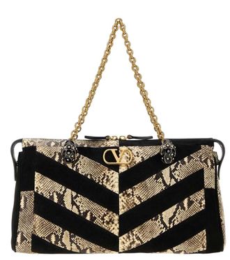 Valentino Garavani Natural/Black Panthea Large Shoulder Bag