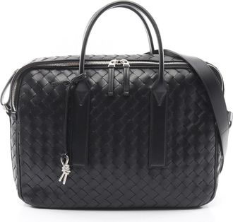 Bottega Veneta Intrecciato Black Leather Briefcase (Pre-Owned)