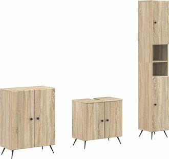 vidaXL Juego De Armarios De Ba&ntilde;o De 3 Piezas Breda Roble Sonoma Vidaxl