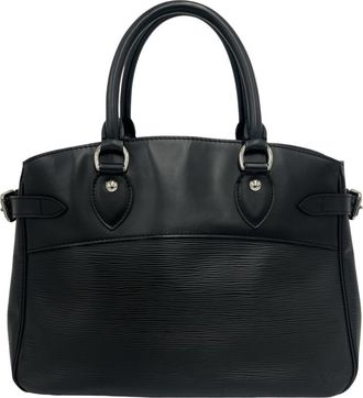 Louis Vuitton Black Leather Boston Bag Handbag Tote Bag (Pre-Owned)