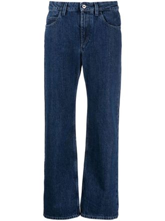 Off-white low-rise cropped straight-leg jeans - Blue