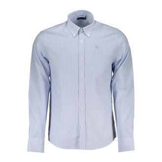 North Sails Overhemden, Heren, Blauw, 2Xl, Katoen, Blauw Gestreept Overhemd Lange Mouwen Geborduurd